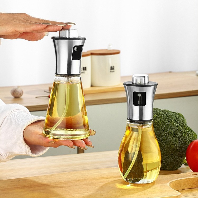 304 botella de pulverización de acero inoxidable pulverización de presión cocina doméstica aceite comestible vinagre de barbacoa a prueba de fugas vidrio pulverización de aceite