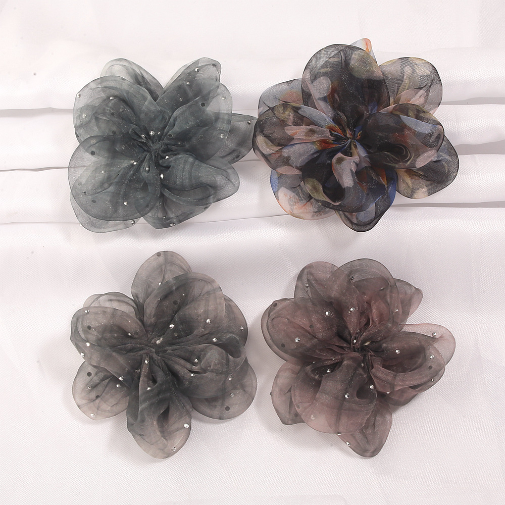 7cm fabric rhinestone five-petal flower, hand-sewn headpiece, hair accessory, clothing embellishment, DIY accessory
