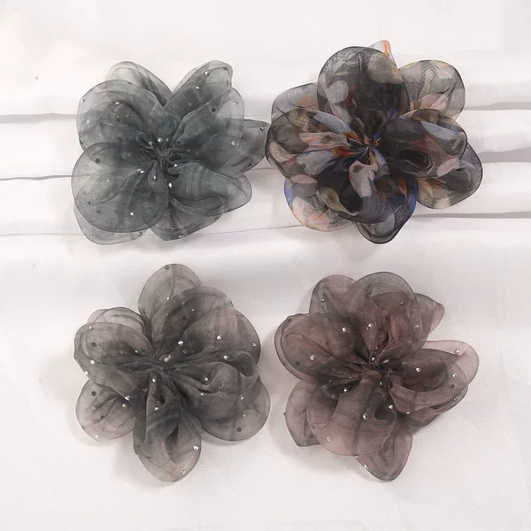 7cm fabric rhinestone five-petal flower, hand-sewn headpiece, hair accessory, clothing embellishment, DIY accessory