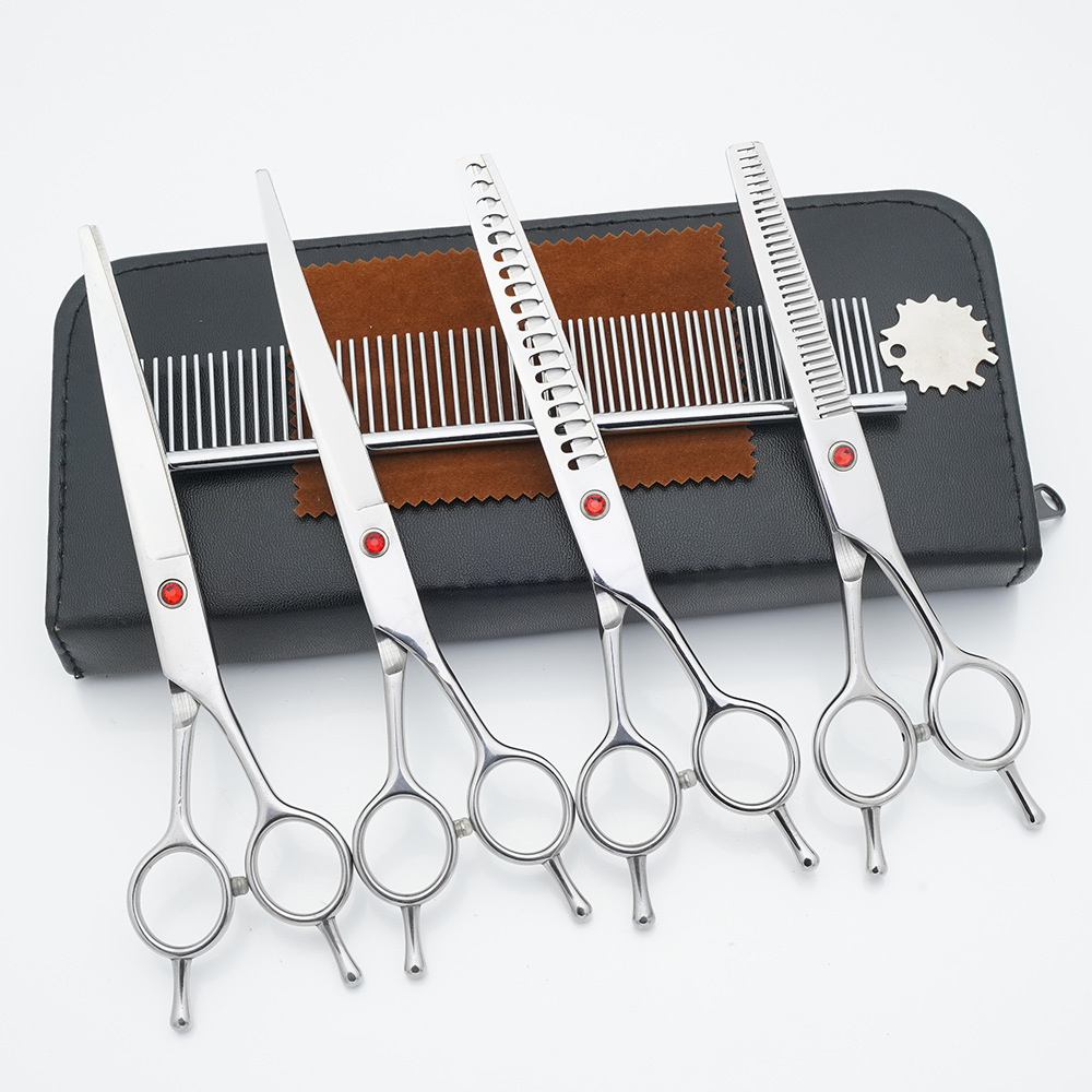 Ventas directas de fábrica para mascotas de acero inoxidable de 7 pulgadas tijeras de aseo para mascotas tijeras de corte de pelo para perros tijeras finas de espina de pescado