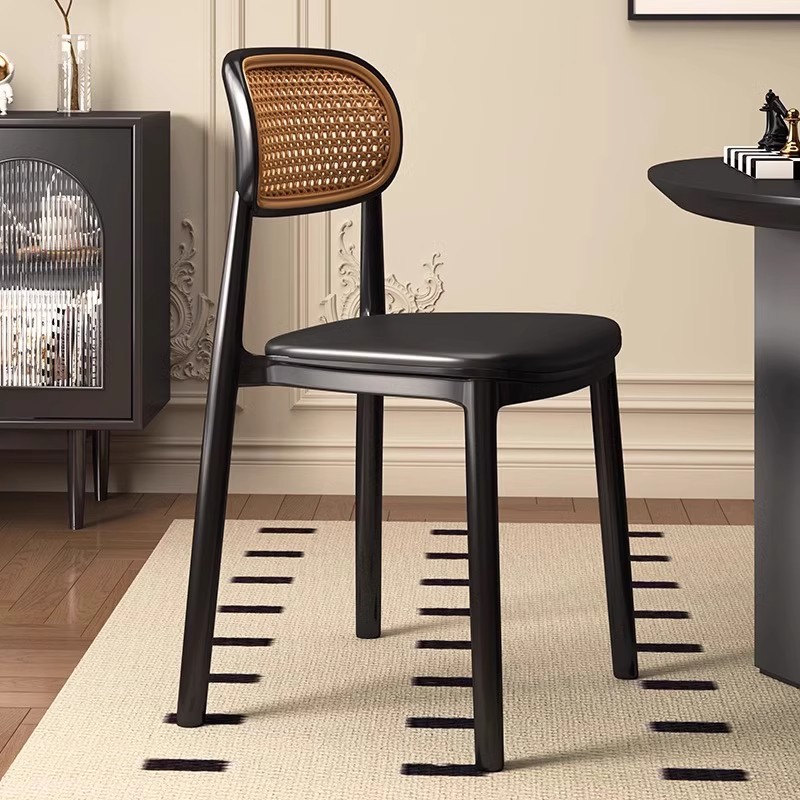 2025 New Style Dining Chair Backrest Plastic Rattan Chair Household Leisure Chair Standby Stackable Stackable Bench Commercial