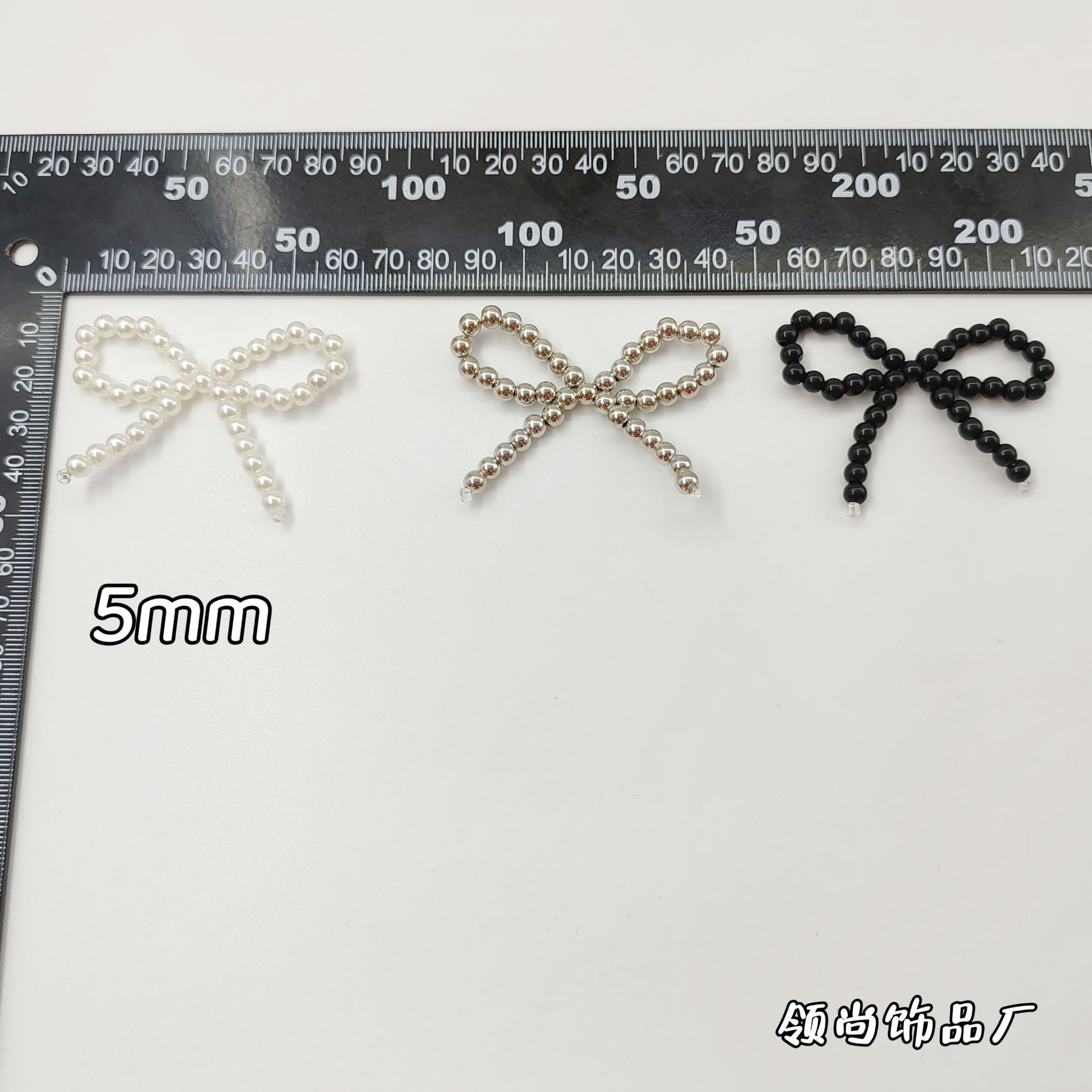 Pearl Acrylic Black and White Hand-Woven Bow Flower Earrings Clothing Accessories DIY Jewelry Accessories