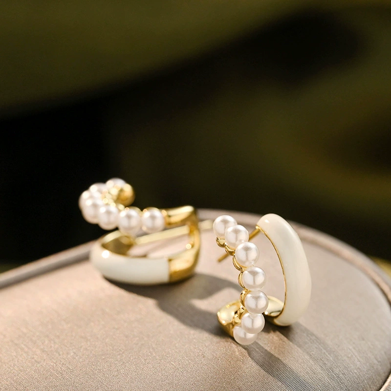 Серебряная игла, модные универсальные серьги из жемчуга, серебро 925 пробы, легкий люксовый стиль, качественный стиль, французский стиль