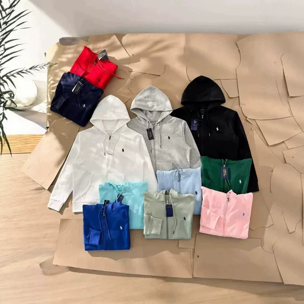 High-Quality Cross-Border Polo Ralph Lauren Embroidered Logo Basic Hooded Sweatshirt Unisex Zip-Up Jacket