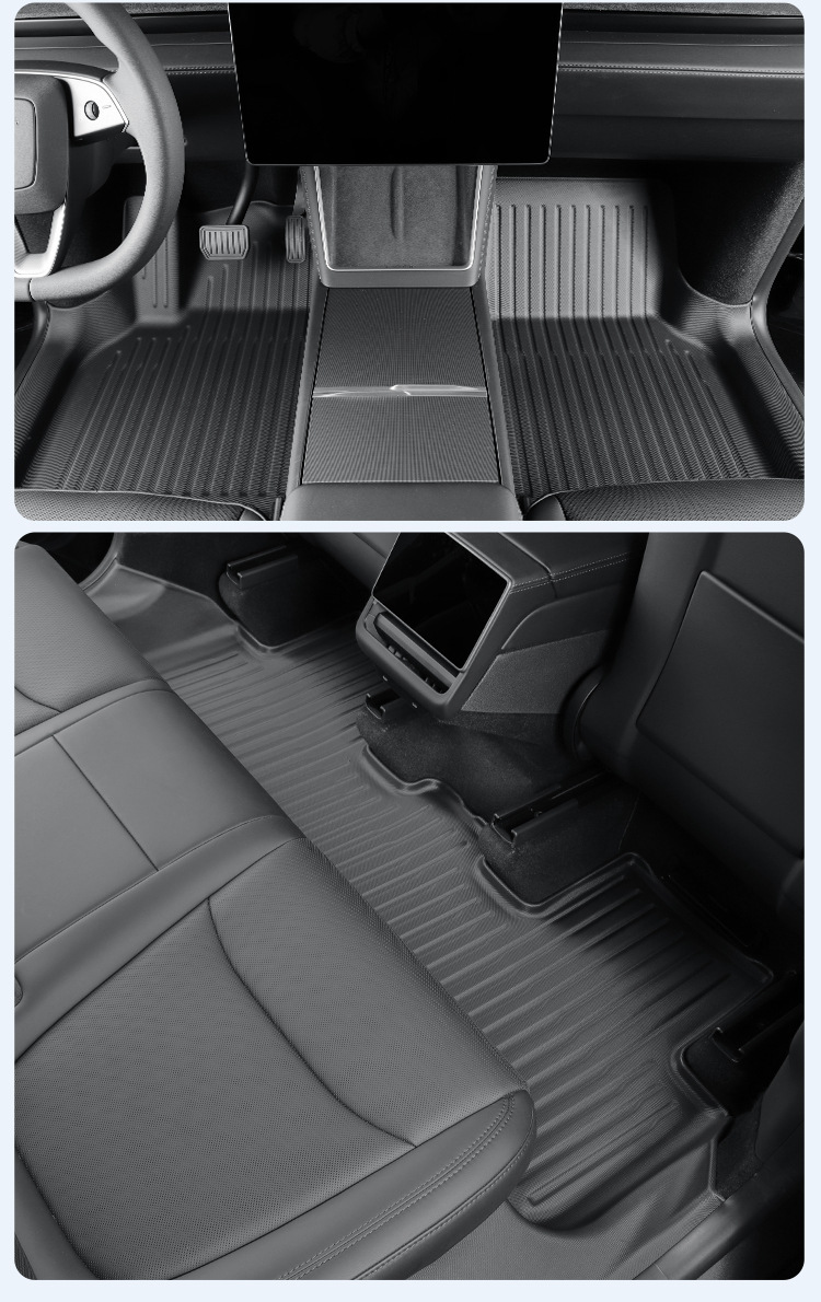 TPE Floor Mats for 23-25 Model Y/3 with Door Sill Coverage