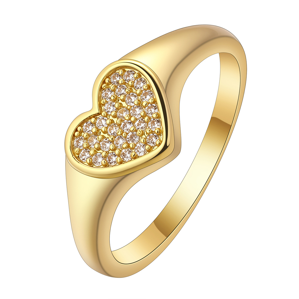 Cute copper ring heart shaped with zircon