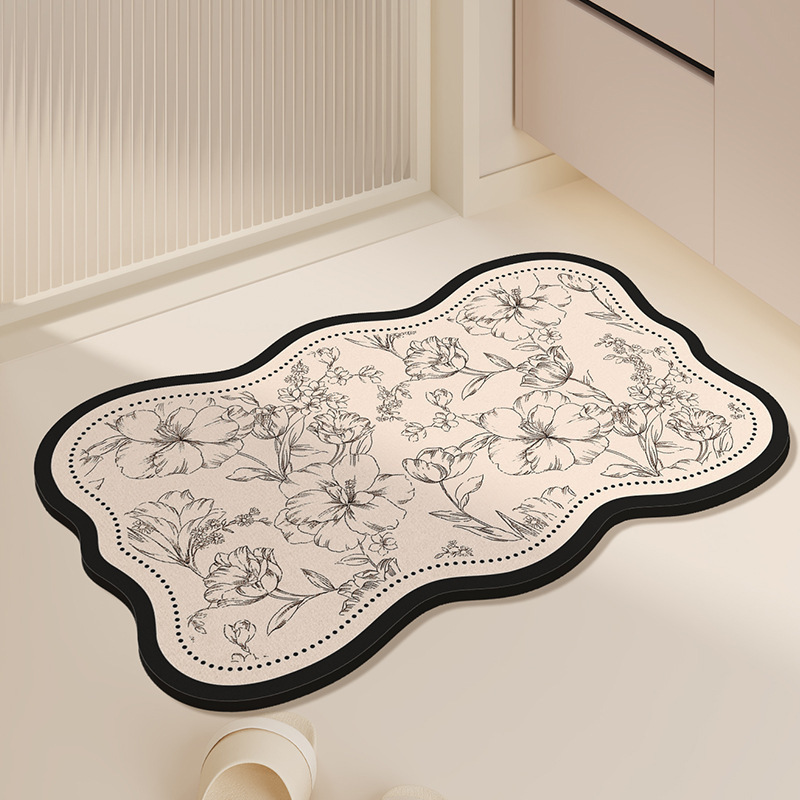 French-Style Diatomaceous Earth Mat for Bathroom, Water-Absorbent Non-Slip Foot Mat for Restroom, Soft Carpet Door Mat for Toilet Entrance French-Style Diatomaceous Earth Mat for Bathroom, Water-Absorbent Non-Slip Foot Mat for Restroom, Soft Carpet Door Mat for Toilet Entrance