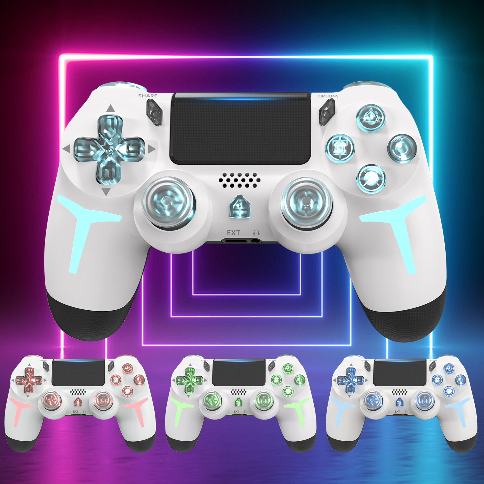 Fabricante PS4 inalámbrico bluetooth mano de luz RGB vibración PS4 / PC PC Steam doble mano de juego de línea