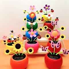 Wholesale Creative Solar Smart Sensor Swing Sunflower Swinging Apple Flower Car Decorative Item Cross-border Ornament