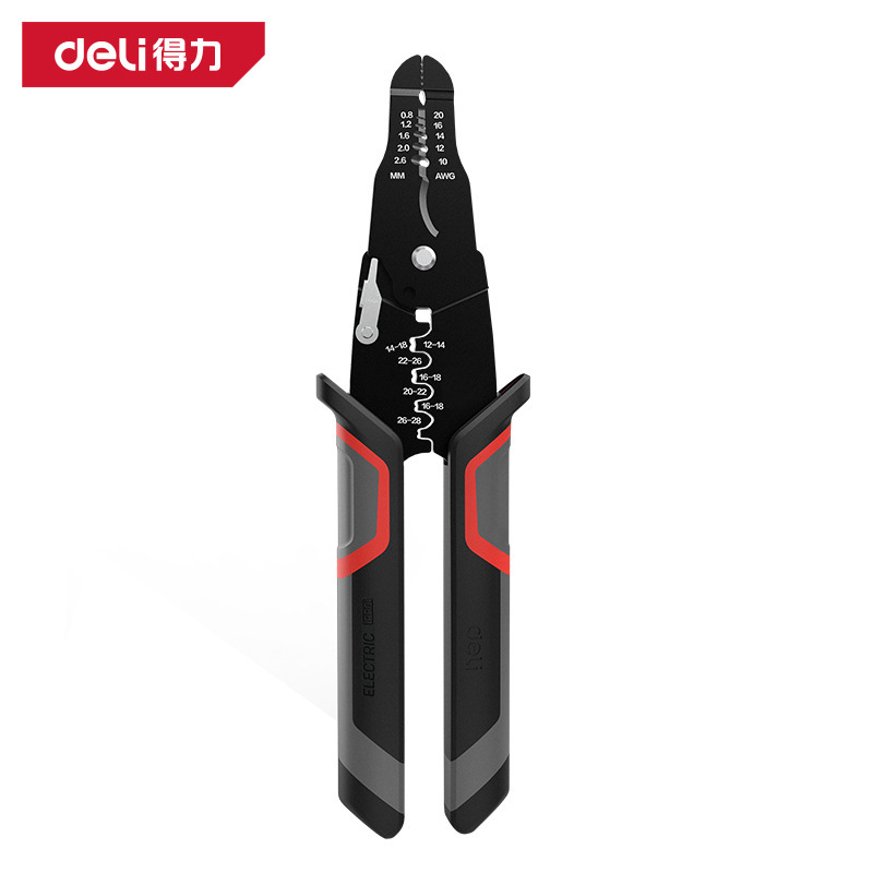 得力工具DL4991剥线钳0.6-2.6mm压接多功能电工钳尖嘴剥线钳电缆