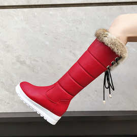 32-43跨境外贸冬季保暖雪地靴棉靴厚底平跟毛毛靴女士高筒靴G723