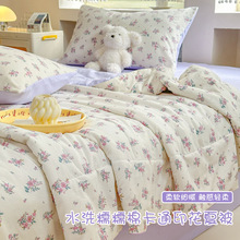水洗糯糯棉夏被卡通印花夏凉被家用可机洗床上用品单件滚绳包边