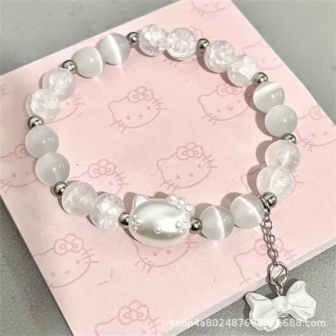 Браслет (Hello Kitty) бабочка KT талисман котенка белый бусиновый дизайн день рождения подарок