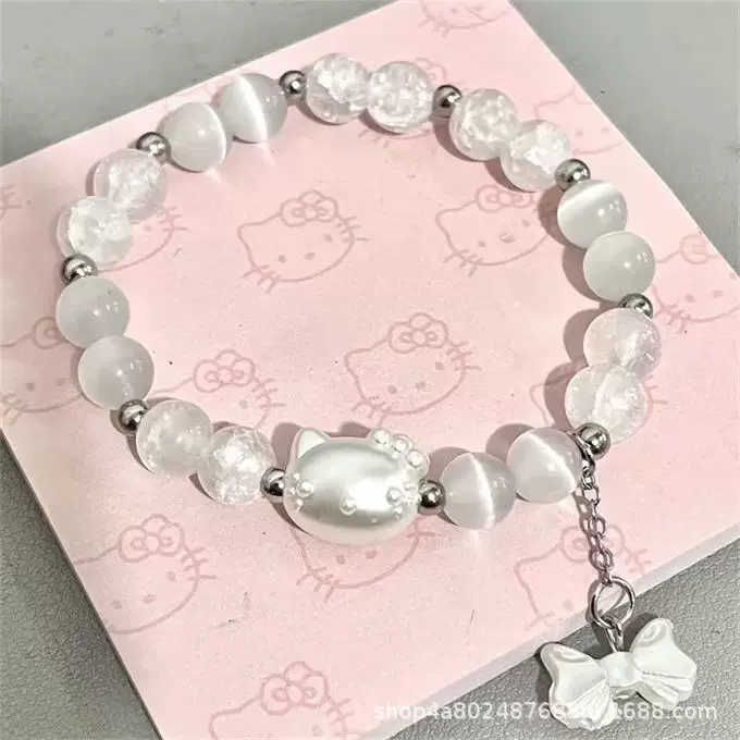 Браслет (Hello Kitty) бабочка KT талисман котенка белый бусиновый дизайн день рождения подарок