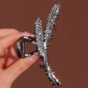 Elegant High-Ear Hairpin for Women with Sparkling Diamond Clip on the Back of the Head, Hairpin, 2024 New Shark Clip, Wheat Ear Clip