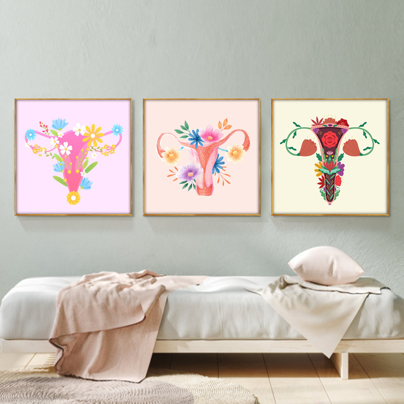 Beauty Salon Private Room Decorative Painting Postpartum Center Female Organ Uterus Hanging Painting Reproductive Maintenance Art Mural