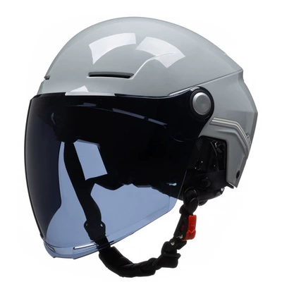 half helmet 3C certified battery — Motosiklet kaskı (dəbilqə) - cold-gray-with-long-black-tea