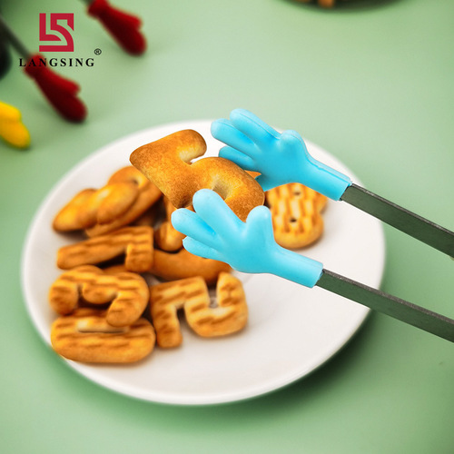 Creative small palm silicone clips children's snack clips stainless steel small clips mini food clips sugar clips ice clips