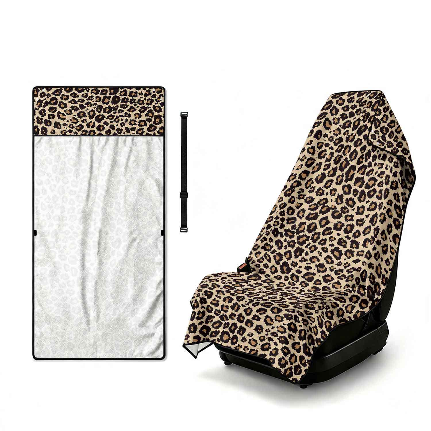 Printed bath towel and car seat cover 2-in-1, ultra-fine fiber outdoor beach and car dual-use universal seat cushion