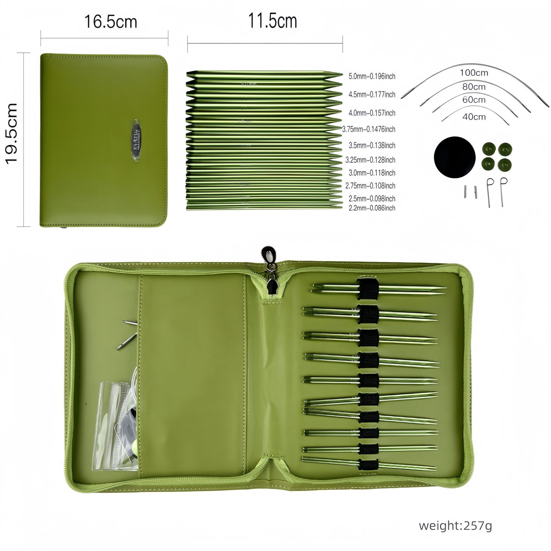 El conjunto de aguja de anillo desmontable cambia la cuerda colorida varilla de tejido aguja alargada pu herramienta de tejido carbonizada aguja de bambú anillo