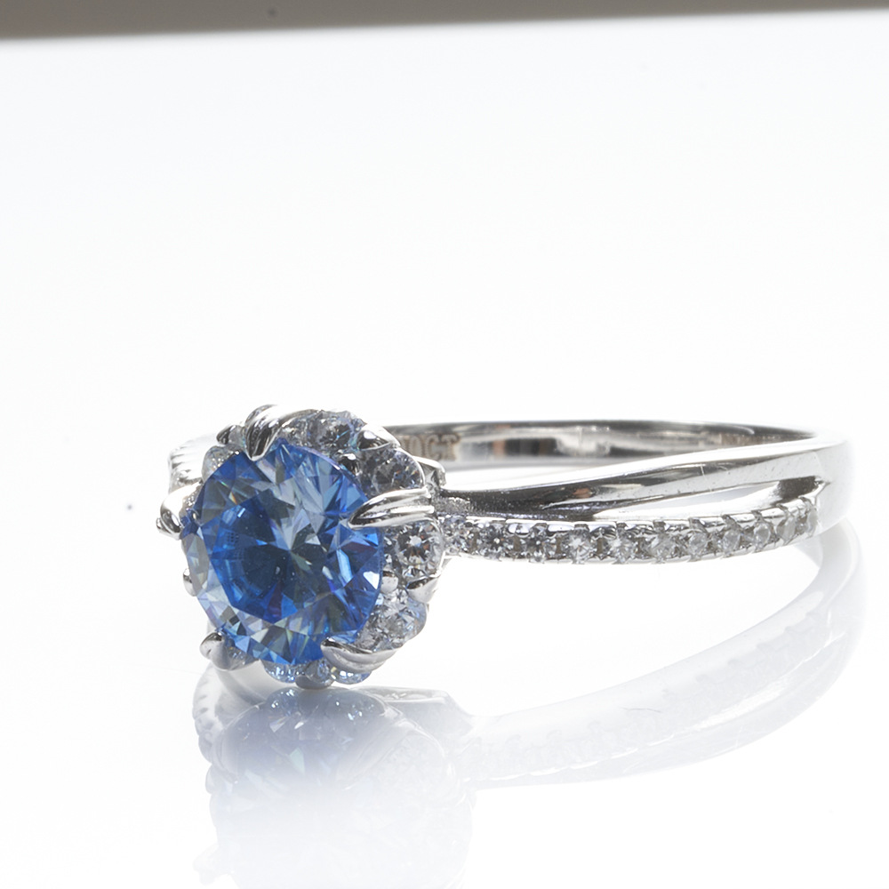 Anillo de plata 925 para mujeres 1 quilate anillo de piedra de moissanita galvanizado pt950 anillo de mujer rojo azul anillo de piedra de moissanita