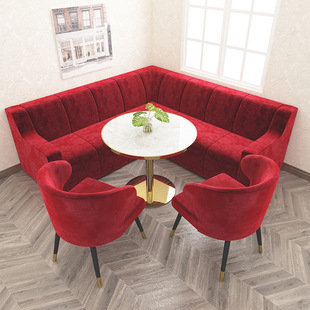 Foshan Factory Booth Sofa Modern Simple Fabric Soft Package Strong and Durable L-Shaped Special-Shaped Restaurant Booth