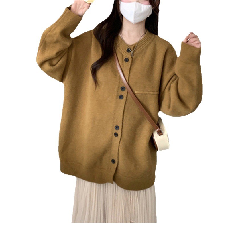2025 otoño y invierno nuevo suéter casual suéter de viento abrigo de mujer de tamaño grande cuello redondo blando camiseta de punto glutinosa image 6