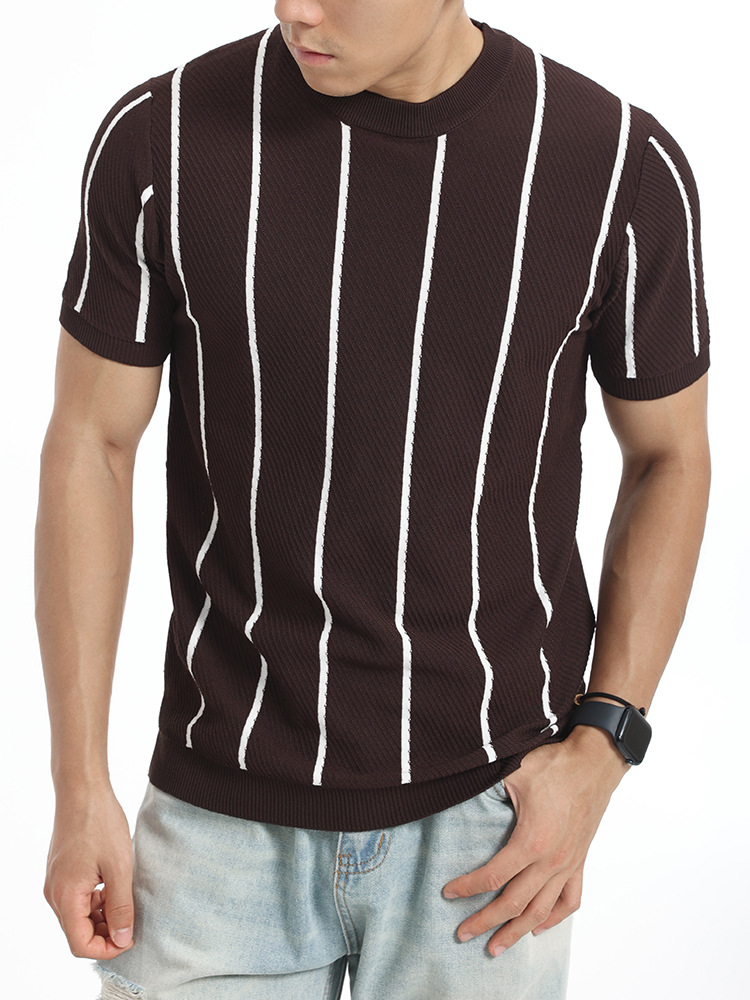 2026 verano hielo transpirable cuello redondo ligero de negocios casual alta sensación camiseta de punto para hombres