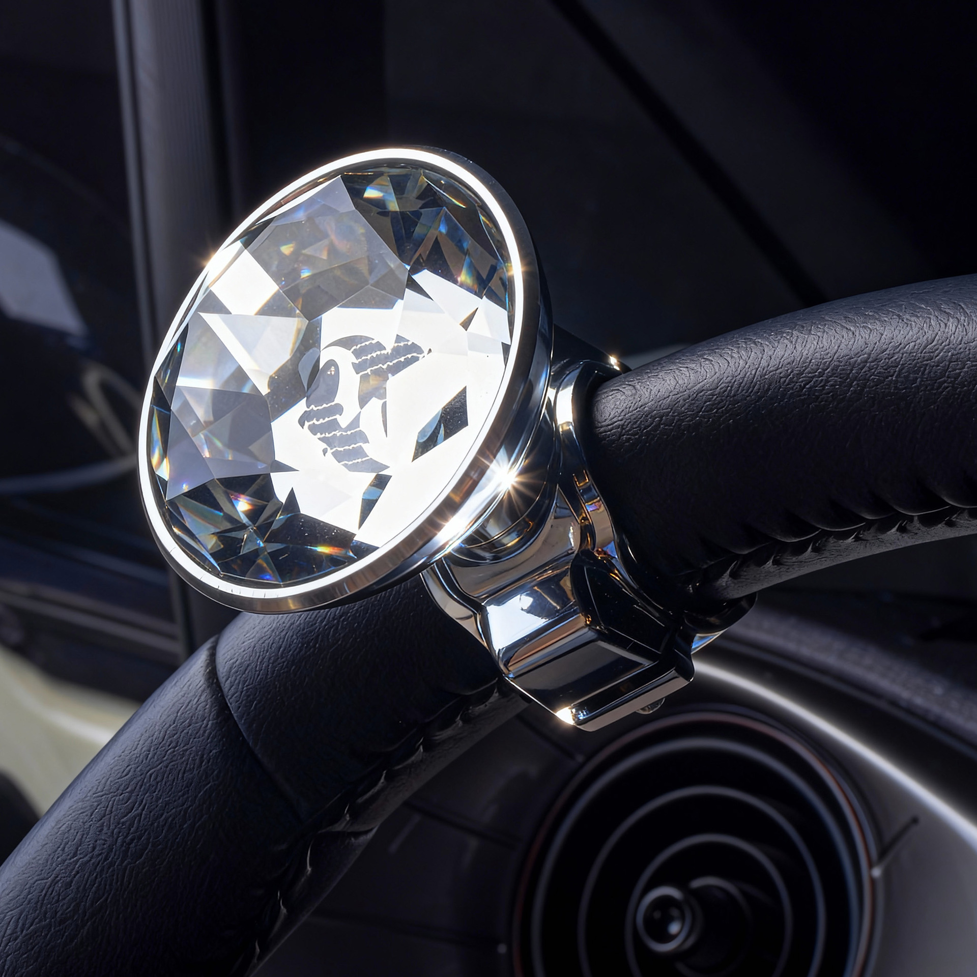 Car Steering Wheel Crystal Power Ball, Car-Mounted Power Assist Device, Labor-Saving Auxiliary Steering Wheel, Car Accessories