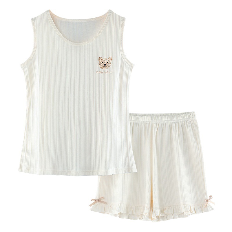 Nueva pareja de algodón pijamas hombres verano chaleco shorts cuello redondo pullover deportes casual desgaste del hogar traje las mujeres desgaste exterior