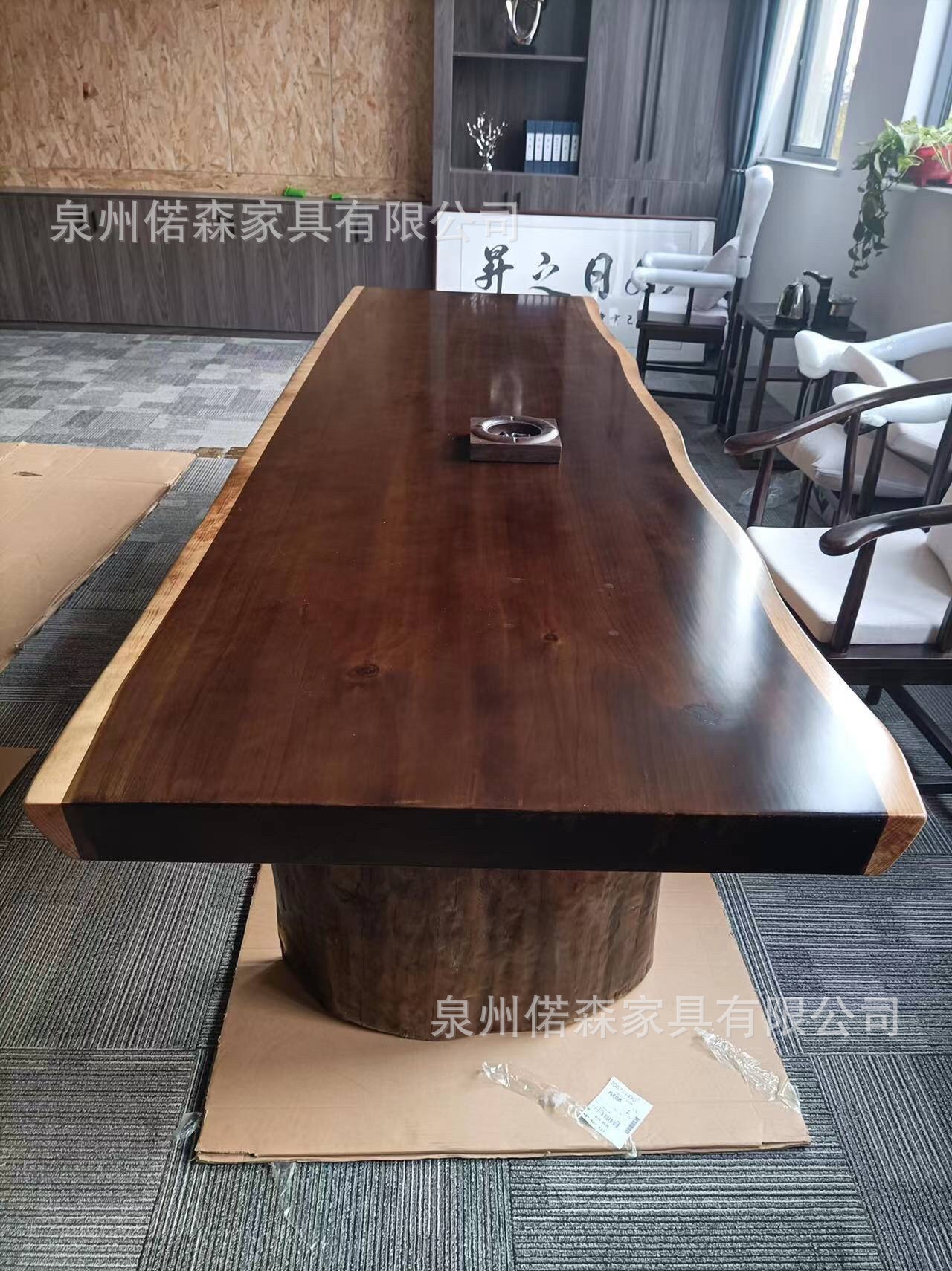 新中式实木茶桌 家用办公大板桌功夫茶台原木禅意实木茶桌椅全套-阿里巴巴