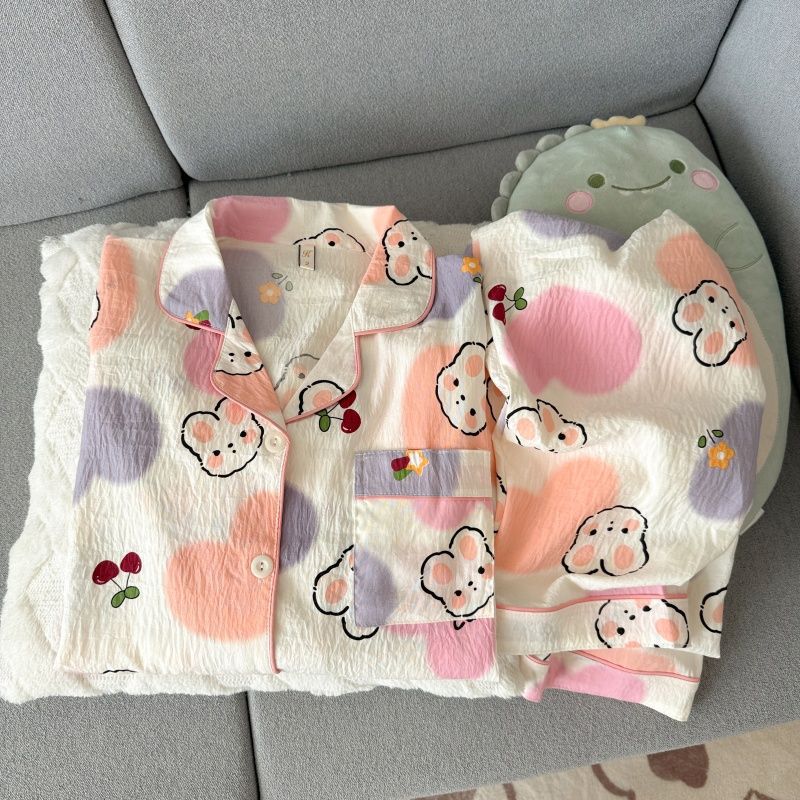 Al por mayor transfronterizo primavera y otoño dulce dibujos animados nubes de algodón pantalones de manga larga pijamas de niñas vestidos de hogar