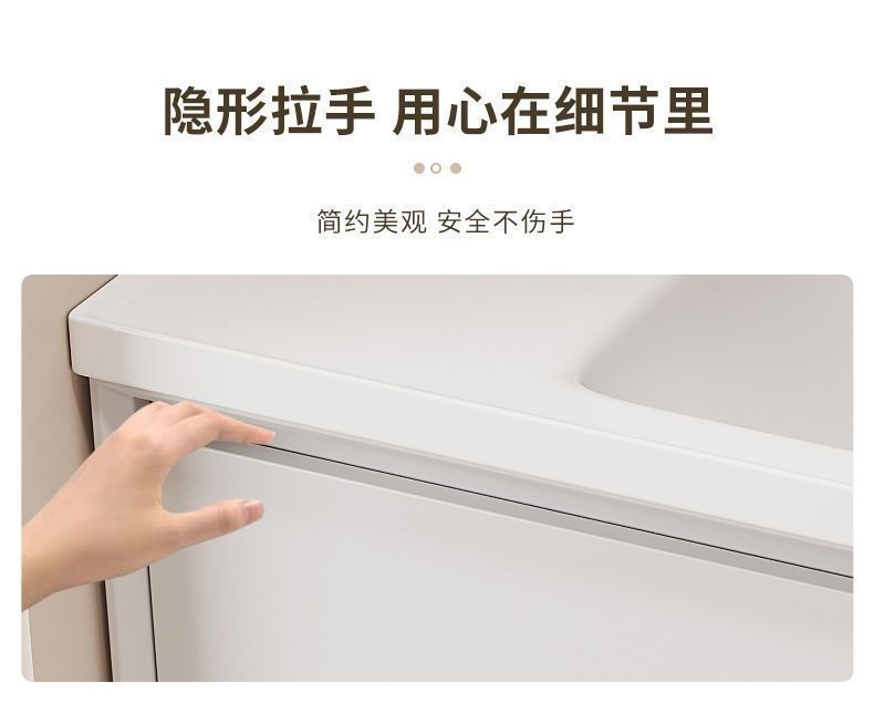 Simple cream-style ceramic integrated basin bathroom cabinet combination, bathroom washbasin, washbasin, oak lacquer undefined