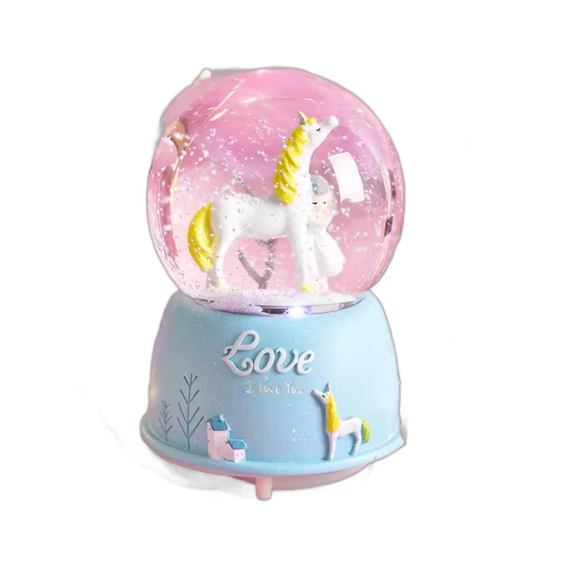 Navidad princesa bola de cristal copo de nieve caja de música caja de sonido de ocho niñas pequeños regalos de cumpleaños pequeños adornos