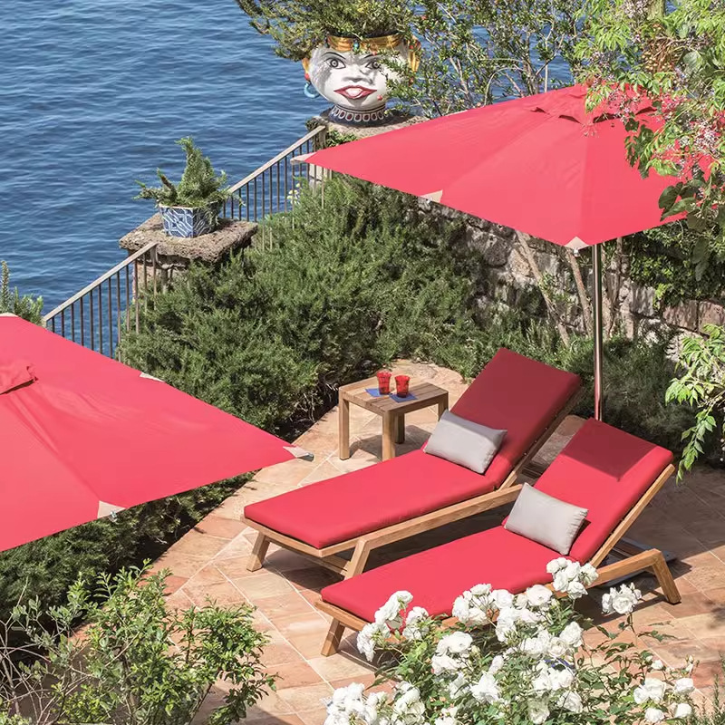 Silla de reclinación al aire libre de alta calidad villa hotel piscina silla de reclinación al aire libre jardín patio teca impermeable cama de reclinación solar