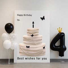DIY网纱蛋糕KT板 生日场景布置装饰女孩迎宾牌拍照道具氛围感