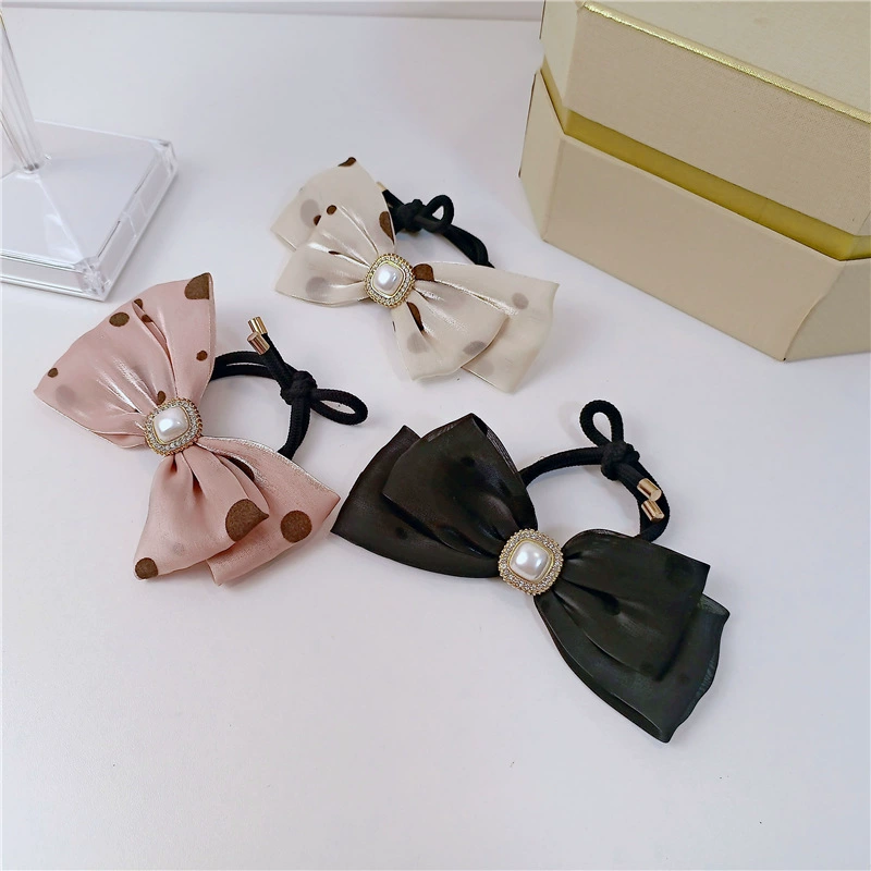 Hair rope pearl with bow, ponytail