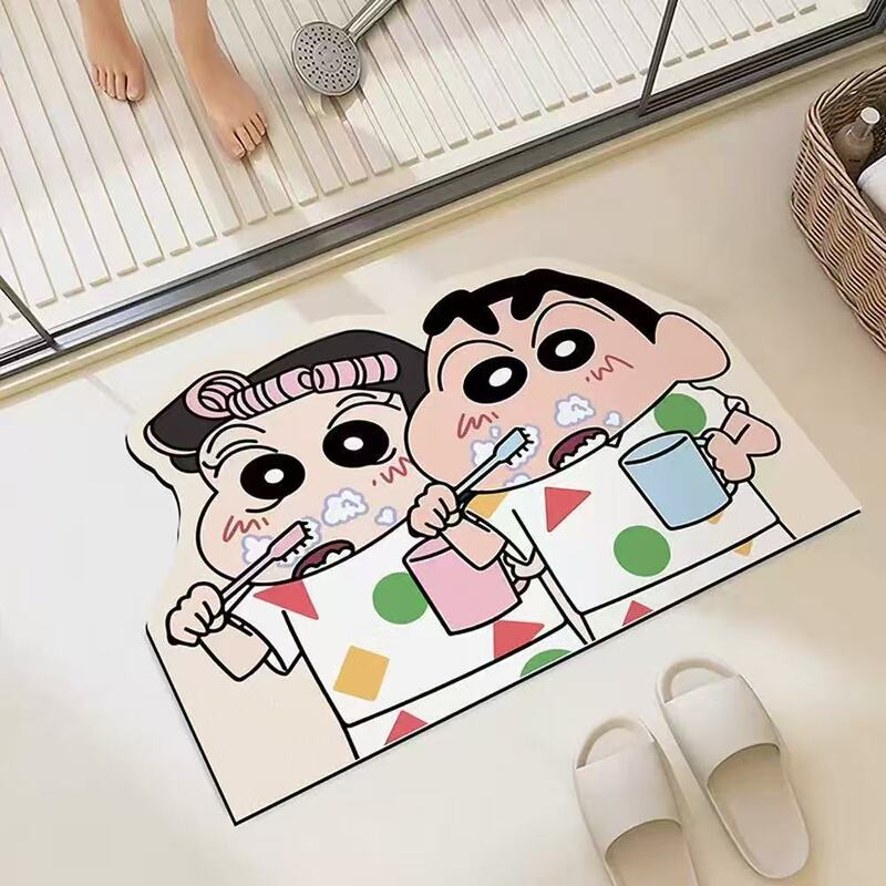 卡通可爱蜡笔小新硅藻泥地垫浴室防滑吸水脚垫入户耐脏易打理垫|undefined