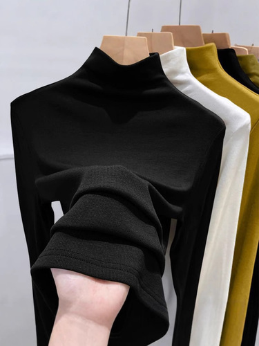 180g Threaded Half-Neck Base Layer Women's Spring, Autumn & Winter Fashionable Long-Sleeve T-Shirt – Slim-Fit Dermaline Innerwear Top