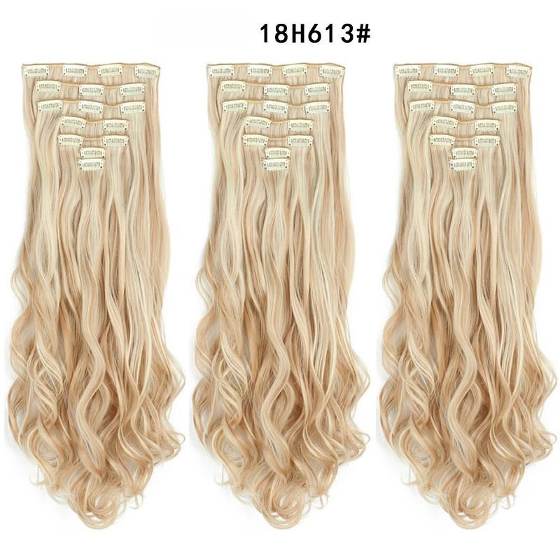 Extensión de Cabello Rizado con Clips BB Set de 7 de Fibra Térmica, Invisible, para Mujeres