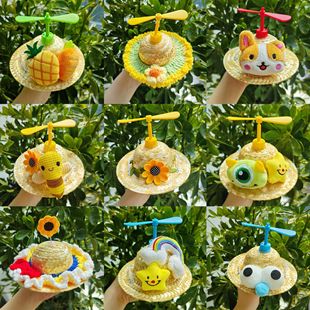 Summer Hot Selling Bamboo Dragonfly Pet Hat Cute Doll Dog Accessories Cute Pet Supplies Cat Casual Straw Hat