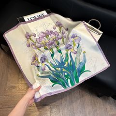 女性用の新しい夏のシルクスカーフ9枚のコレクション、70x70のスクエアスカーフ、プロのシャツスーツ、多用途の薄いエチケットスカーフ