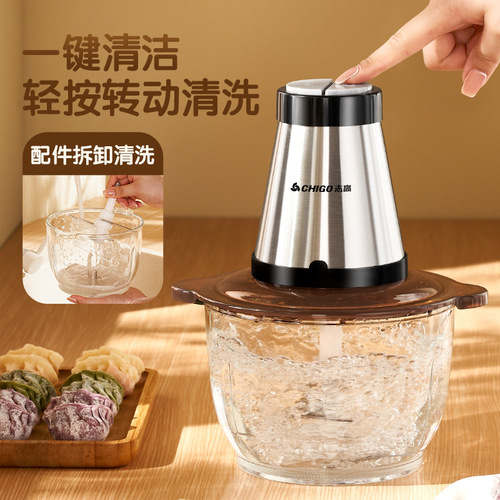 Zhigao Home Electric Stainless Steel Meat Grinder, Minced Meat Maker, Vegetables Chopper, Small Garlic Paste and Chili Processor