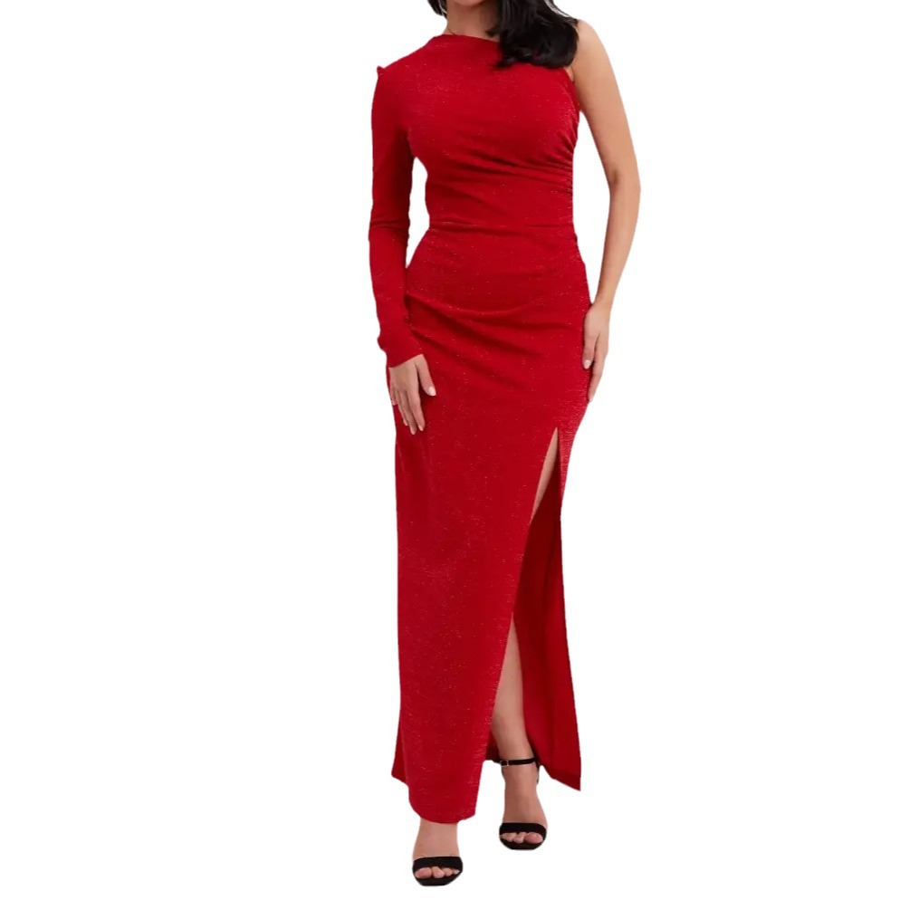 Women's Clothing One shoulder dress with slits_voghion.com