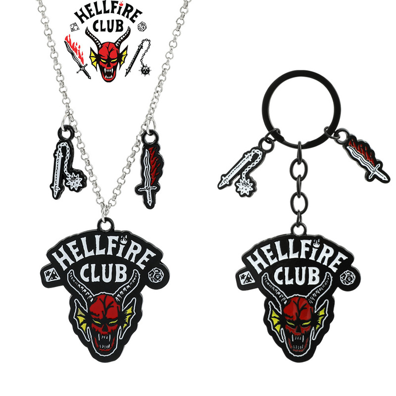 Strange Story Keychain Hellfire Club Logo Necklace Pendant cos Clothing Accessories Commemorative Gift