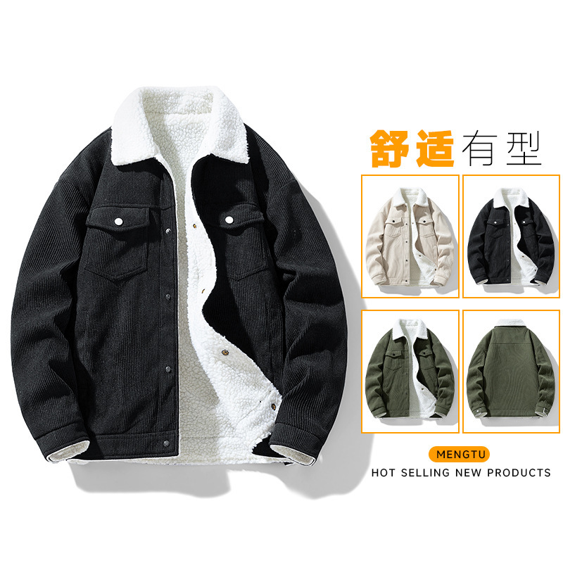 冬の新型男性のレトロなファッションブランドとベルベットの保温襟付き綿服ファッションカジュアルな綿服|undefined