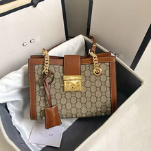 跨境G家Padlock小号双G锁扣包印花购物袋链条托特包单肩女包对版