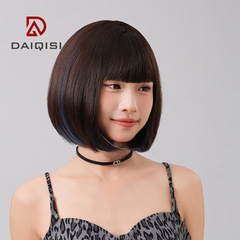 Lace Front Wig Short Hairstyle Fashion Gradient Blue Highlighted Bob Wig LISA Style Mist Blue Full Head Wig Wholesale