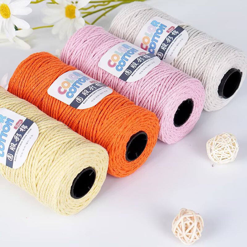 Four seasons hollow cotton thread 2mm medium thick cotton linen thread hand woven diy crochet hat wrapping thread South Korea round strand