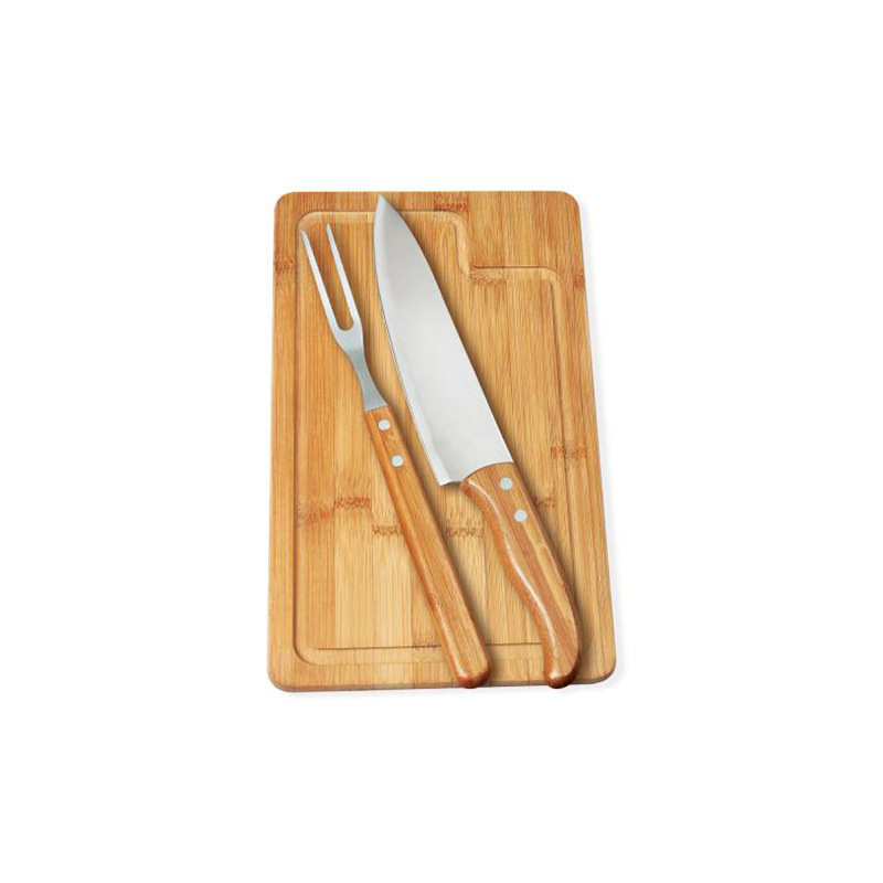 Juego de 6 piezas, delantal, bolsa de tela, juego de barbacoa de acero inoxidable, cuchillo y tenedor con mango de madera, herramientas para exteriores, juego grande de barbacoa